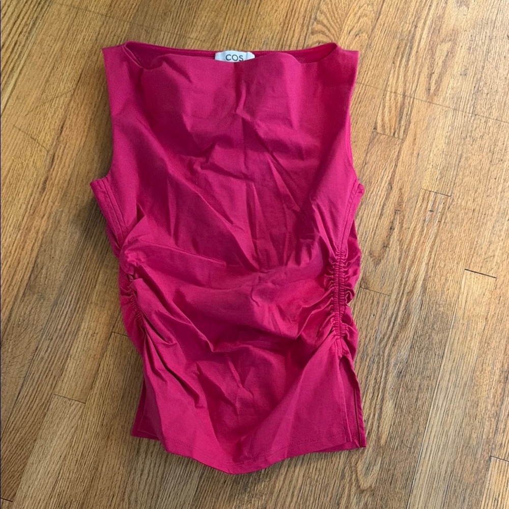 COS Bright Fuchsia Side-Ruched Tank